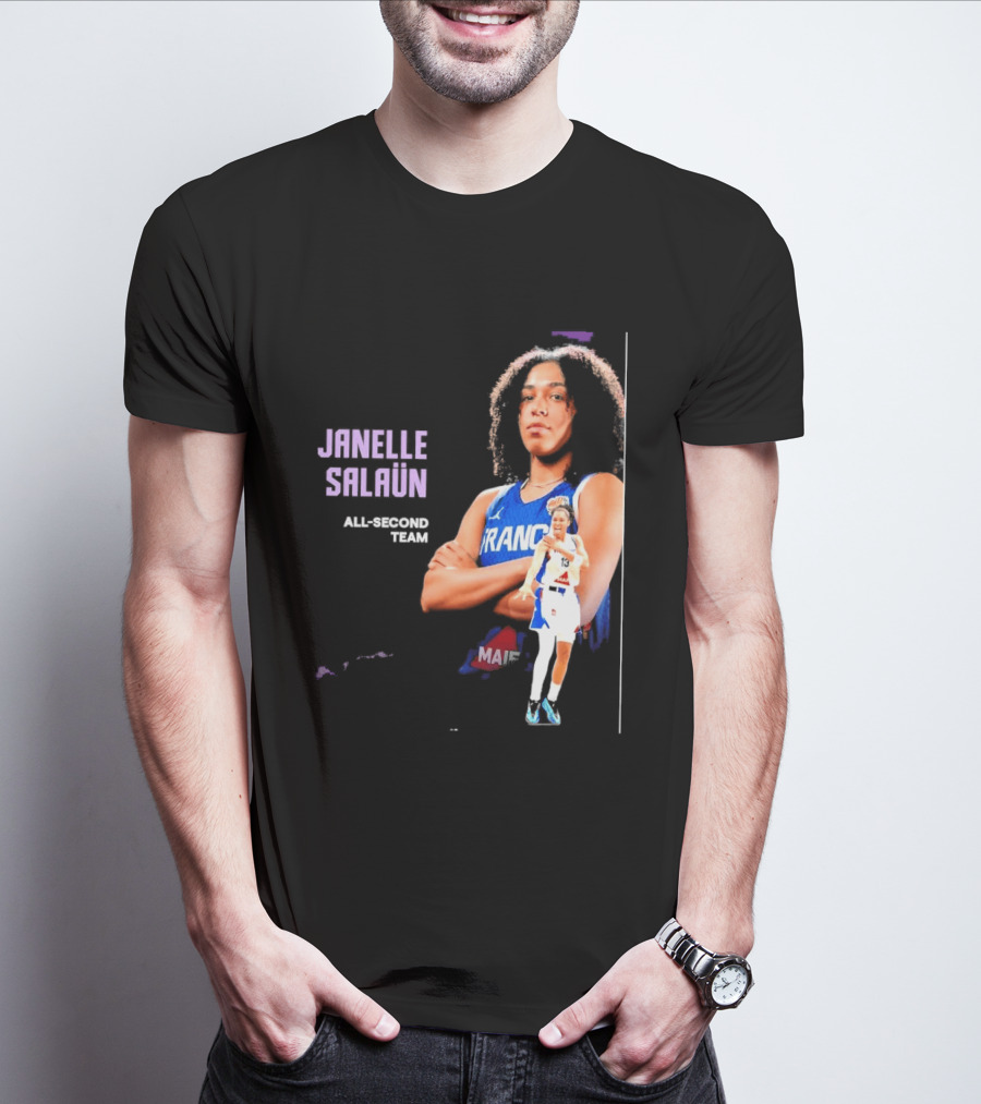 Janelle Salaun France Basketball All Second Team Player T-Shirt