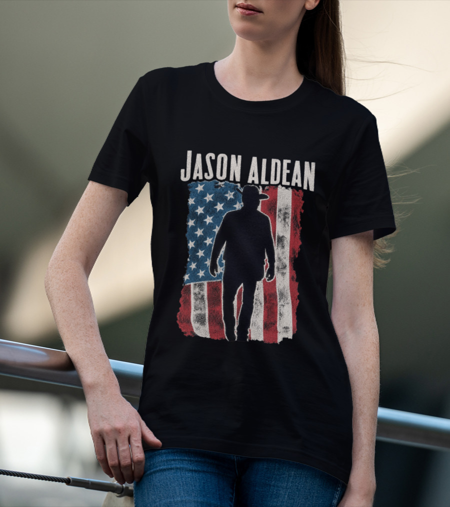 Jason Aldean Tour 2026 American Flag Cowboy T-Shirt
