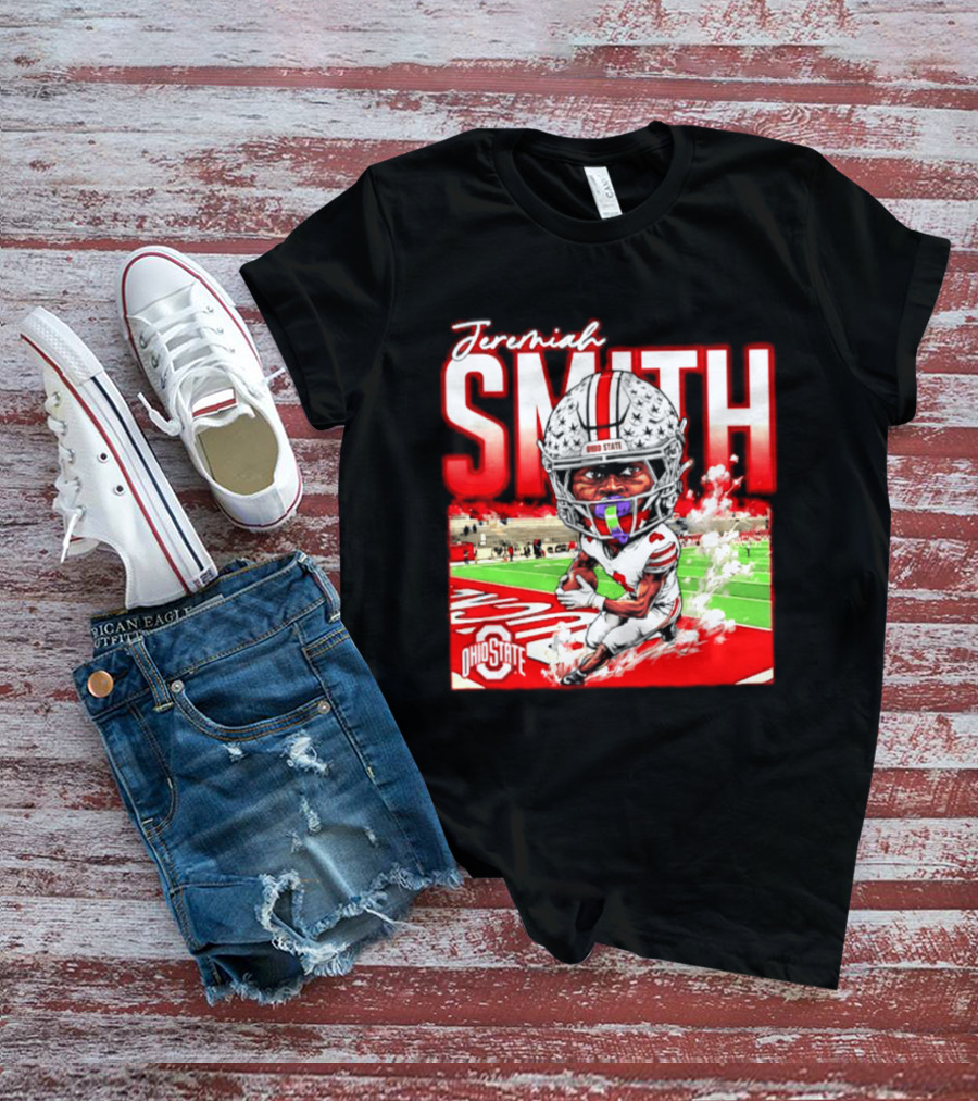 Jeremiah Smith Ohio State Buckeyes NCAA Player Running Caricature T-Shirt