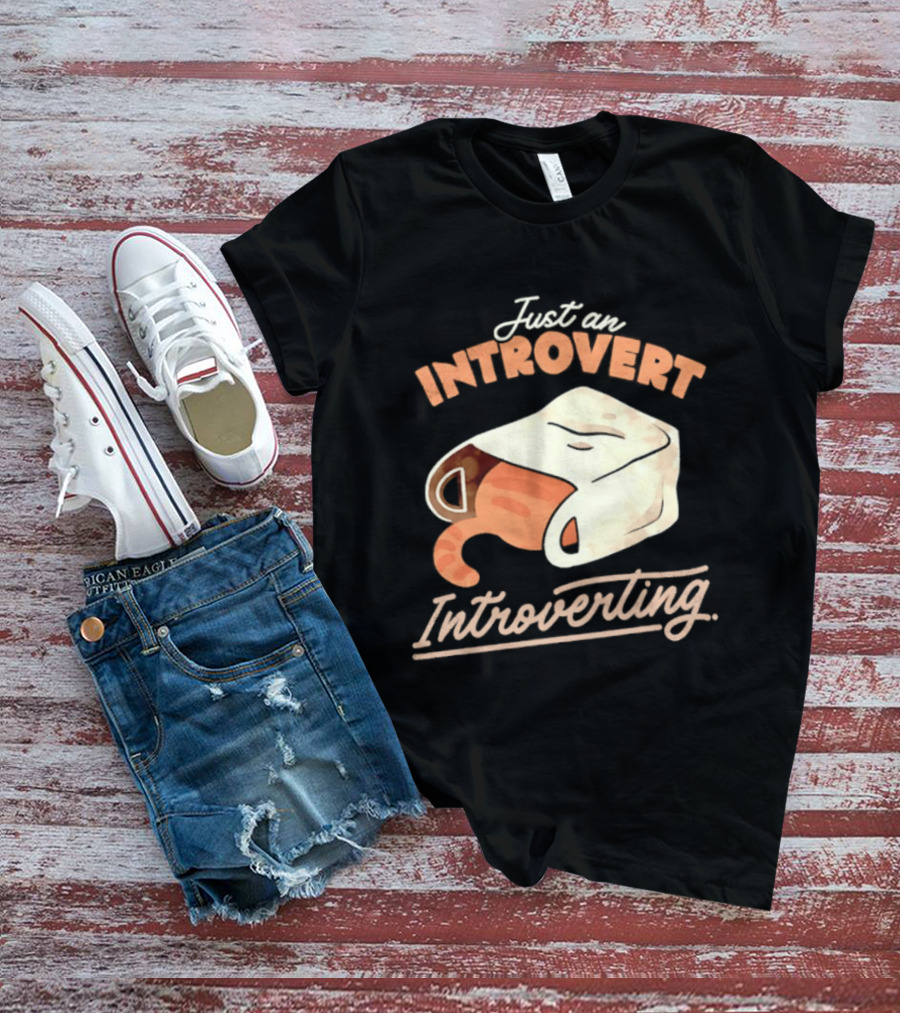 Just An Introvert Introverting Cat In A Bag T-Shirt