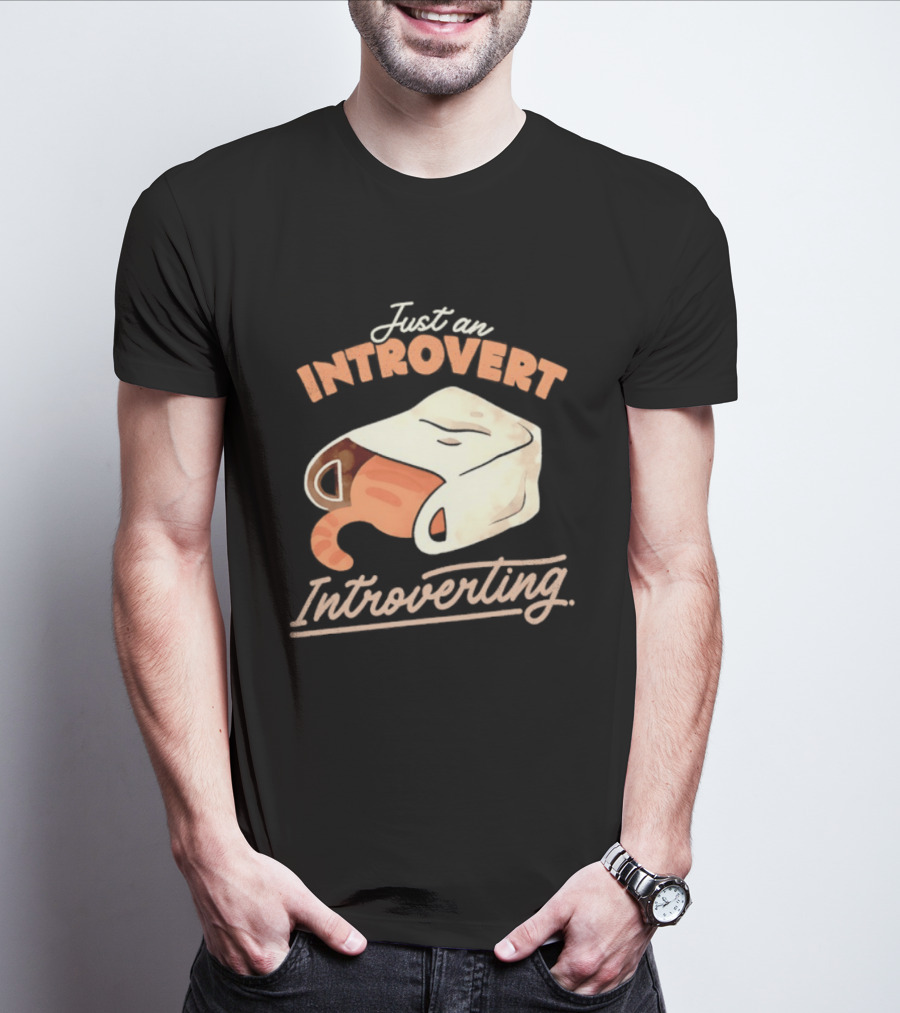 Just An Introvert Introverting Cat In A Bag T-Shirt
