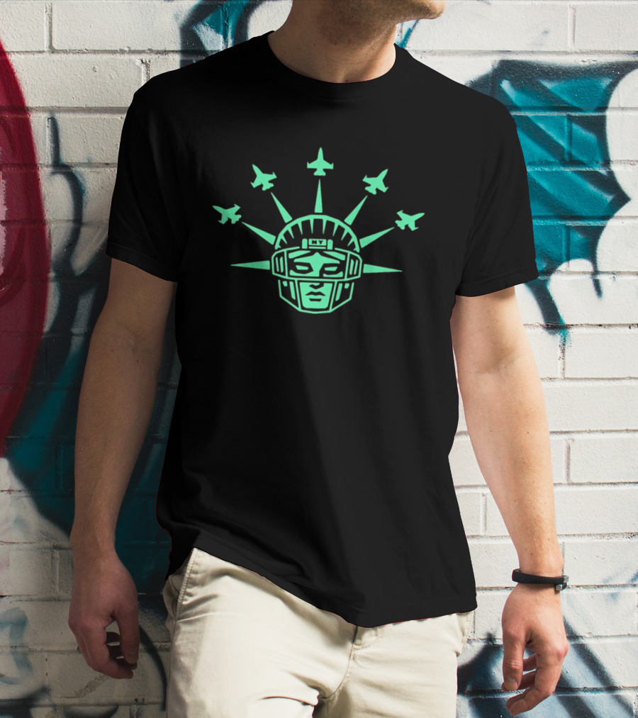 Statue Liberty Helmet New York Jets Football Formation T-Shirt