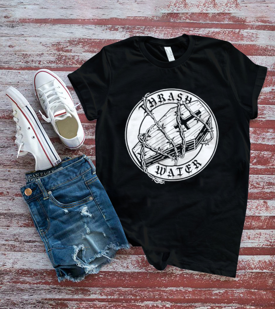 Thrash Water Coffin Barbed Wire Hardcore Punk Circle T-Shirt
