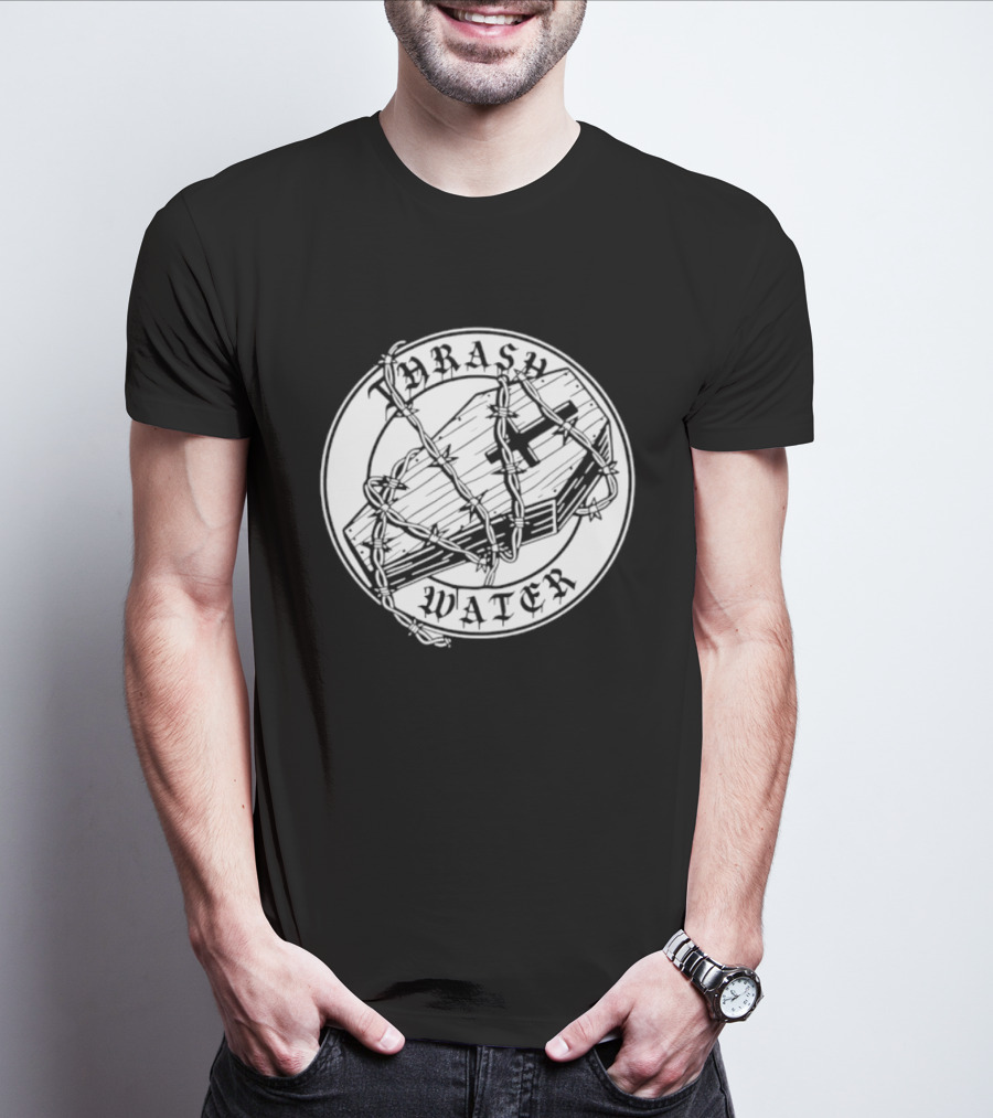 Thrash Water Coffin Barbed Wire Hardcore Punk Circle T-Shirt