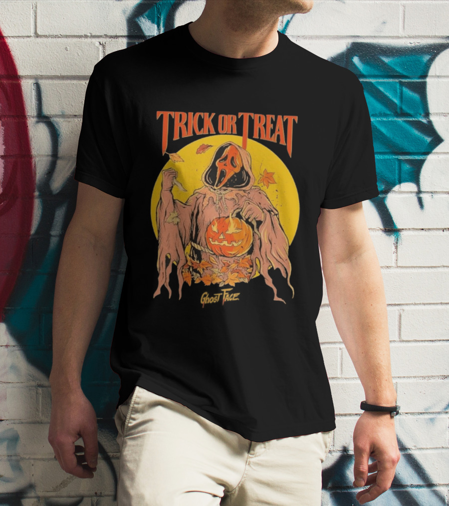 Trick Or Treat Ghost Face Pumpkin Cavity Colors Halloween T-Shirt