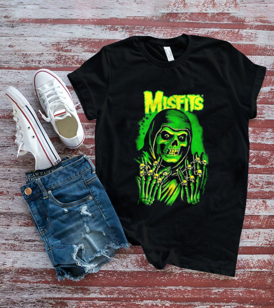 Misfits Fiend Club 26 Punk Rock Jerry Only Skull Neon Green T-Shirt