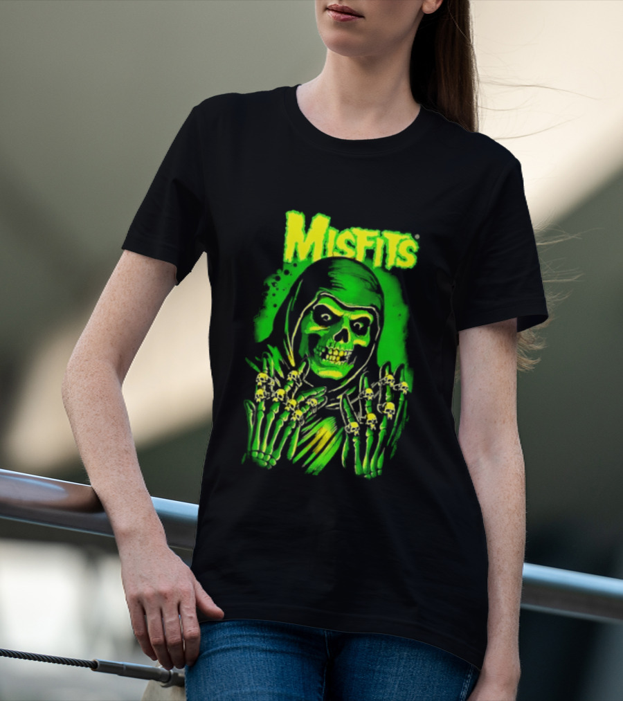 Misfits Fiend Club 26 Punk Rock Jerry Only Skull Neon Green T-Shirt