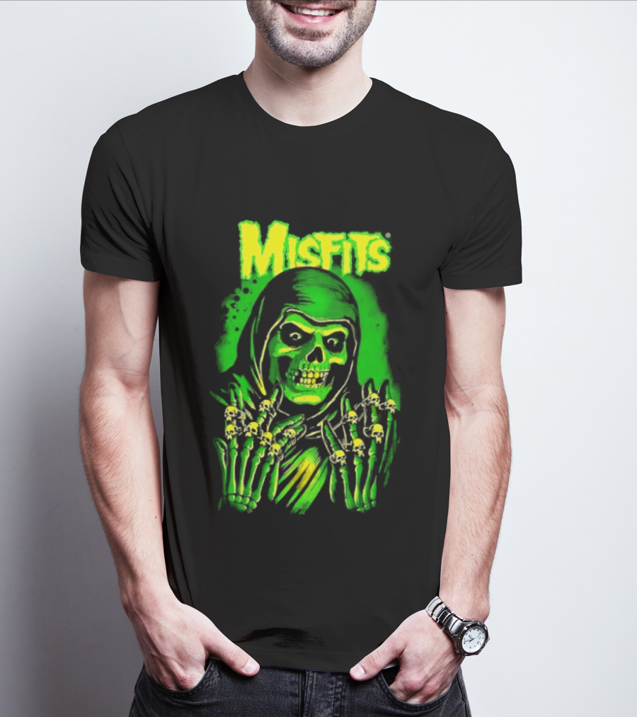 Misfits Fiend Club 26 Punk Rock Jerry Only Skull Neon Green T-Shirt