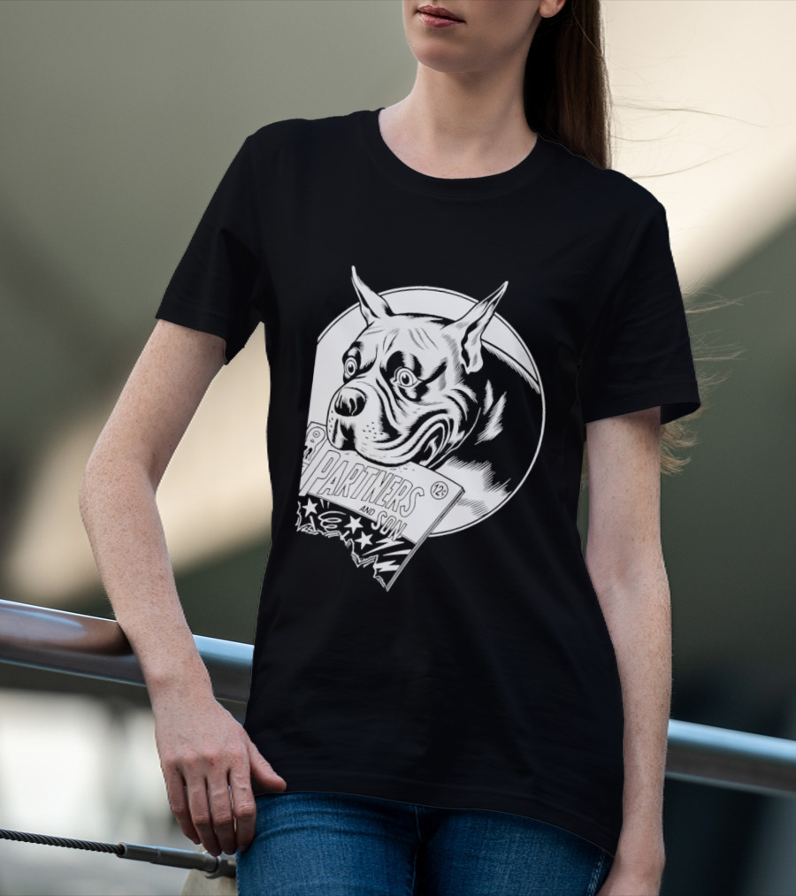Pitbull Dog Comic Book With Biting Graphic And Stars T-Shirt