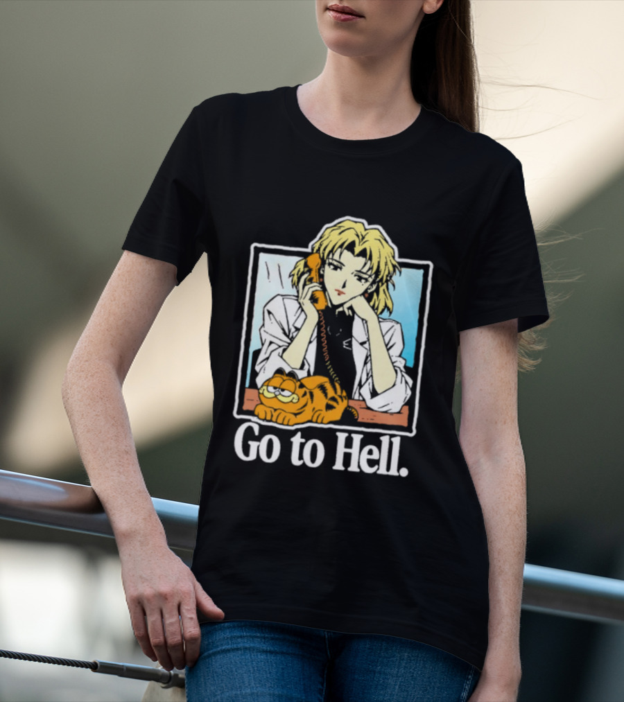 Ritsuko Akagi Go To Hell Neon Genesis Evangelion Cartoon T-Shirt