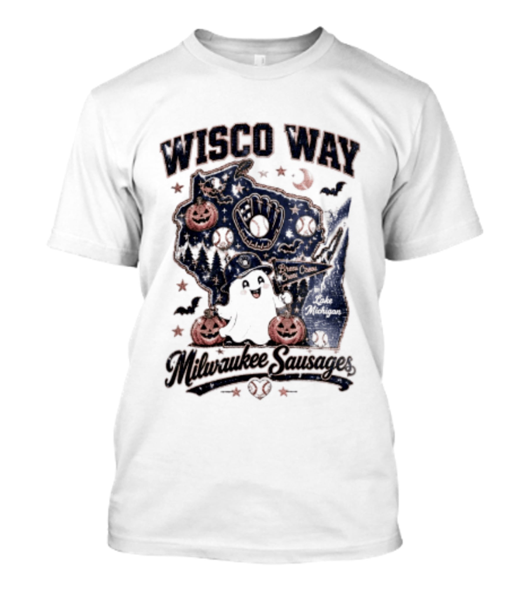 Wisco Way Milwaukee Sausages Halloween Ghosts 2026 T-Shirt