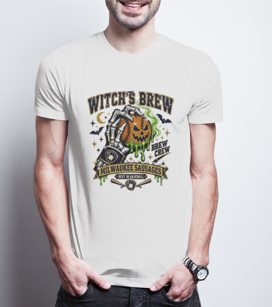 Witch's Brew Milwaukee Sausages Brew Crew Best In Baseball Halloween 2026 T-Shirt