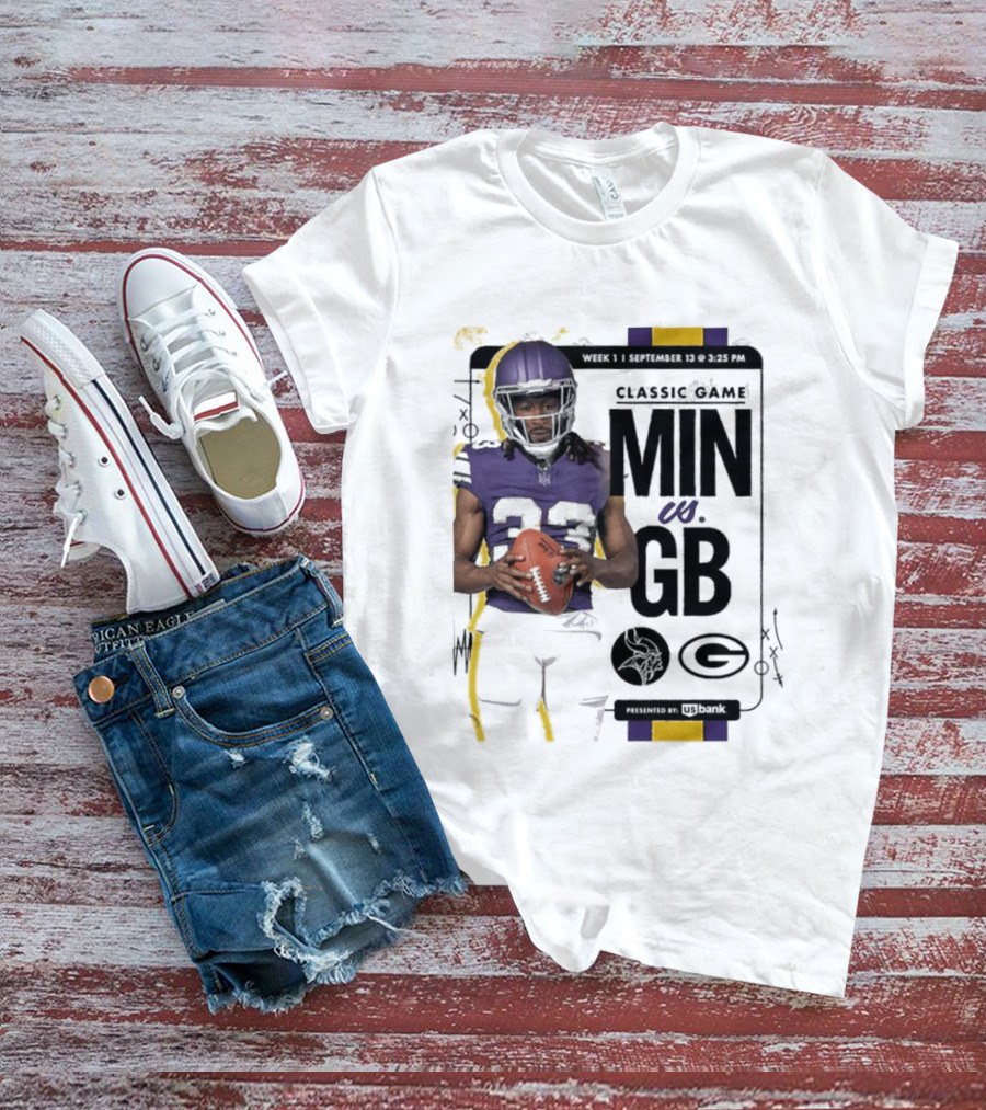 Minnesota Vikings Versus Green Bay Packers Classic Game Aaron Jones MIN GB T-Shirt