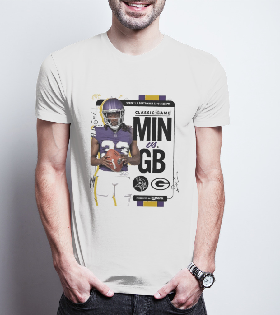 Minnesota Vikings Versus Green Bay Packers Classic Game Aaron Jones MIN GB T-Shirt