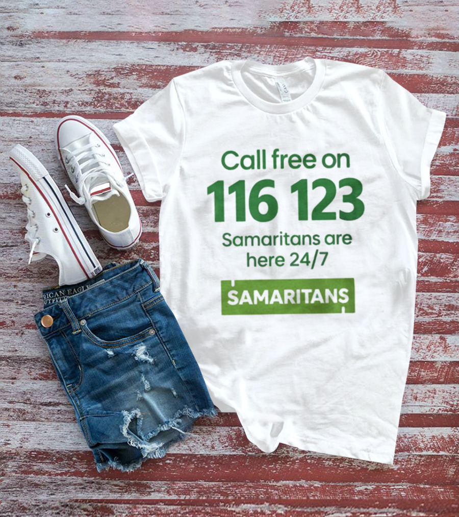 Aston Villa Together Against Suicide Samaritans 116 123 Call Free 24/7 T-Shirt