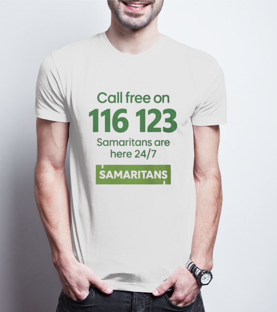 Aston Villa Together Against Suicide Samaritans 116 123 Call Free 24/7 T-Shirt