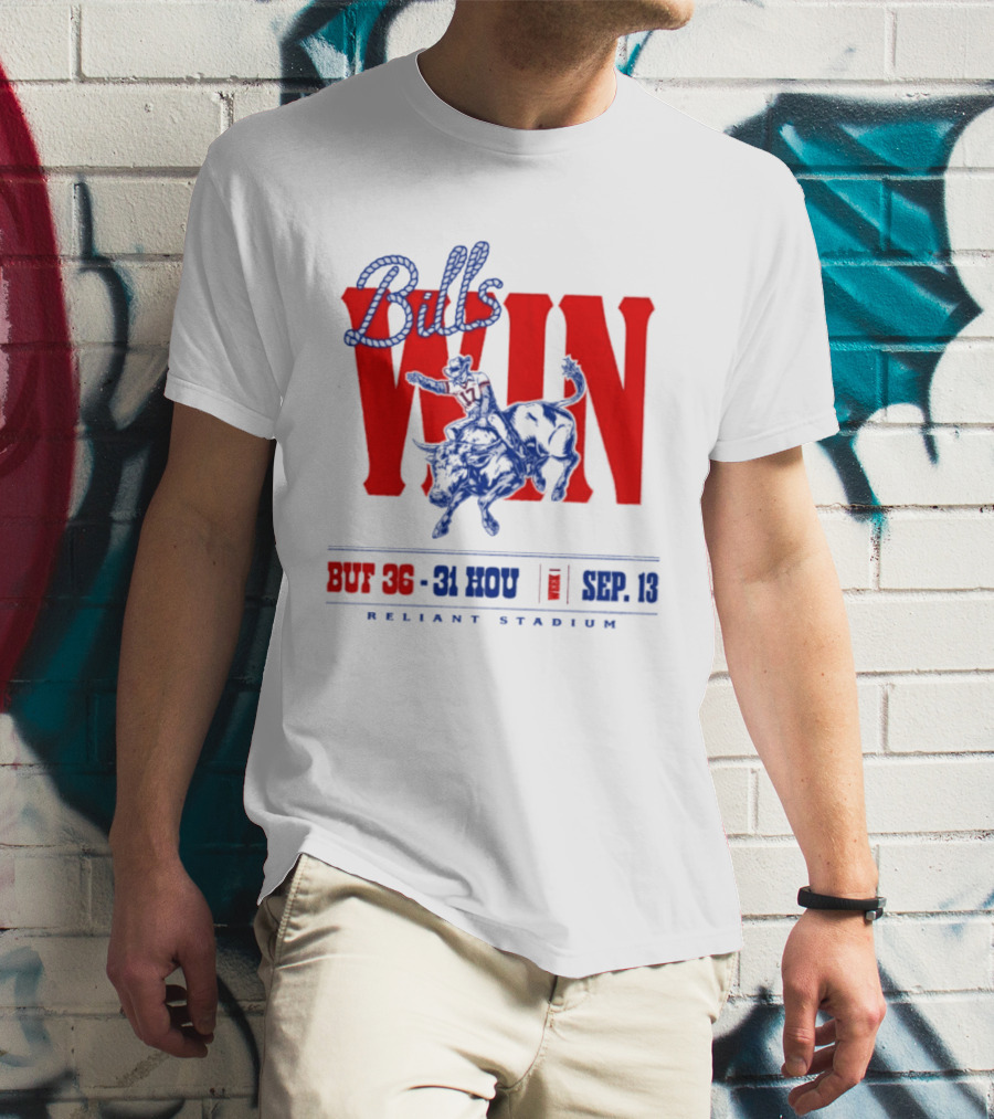 Bills Win BUF 36 31 HOU Week 1 Sep 13 Reliant Stadium Retro Style Football Victory Celebration T-Shirt