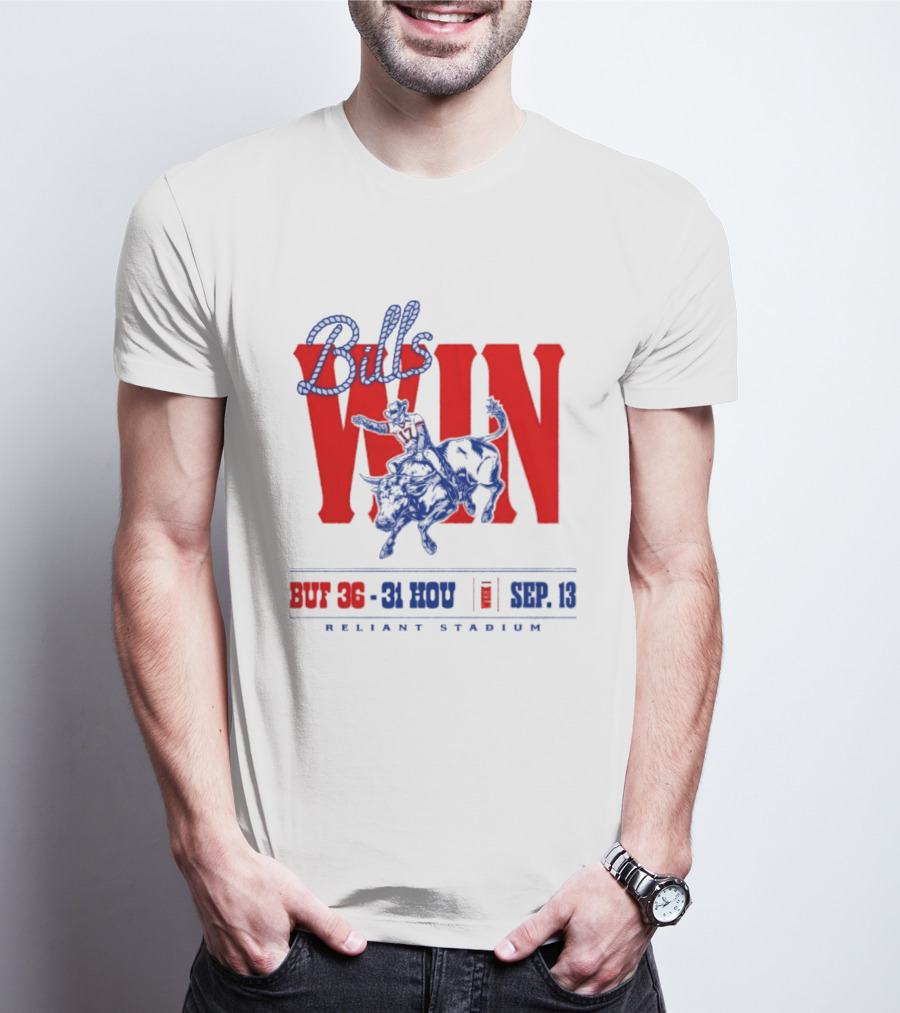 Bills Win BUF 36 31 HOU Week 1 Sep 13 Reliant Stadium Retro Style Football Victory Celebration T-Shirt