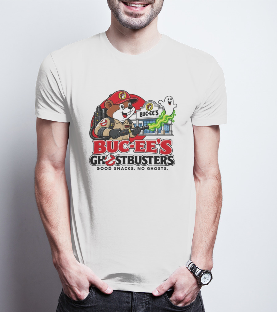 Buc Ee's Ghostbusters Good Snacks No Ghosts Ghostbuster T-Shirt