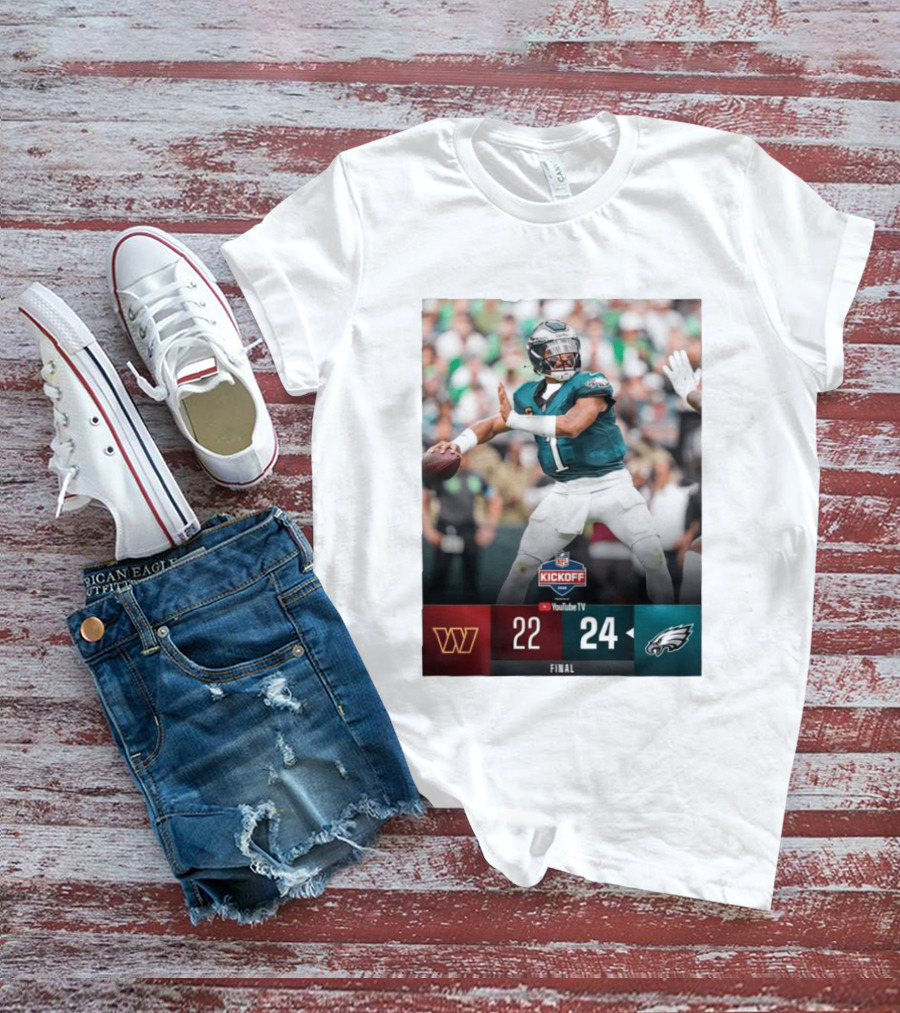 Jalen Hurts NFL Kickoff Philadelphia Eagles Victory 24 22 Final T-Shirt