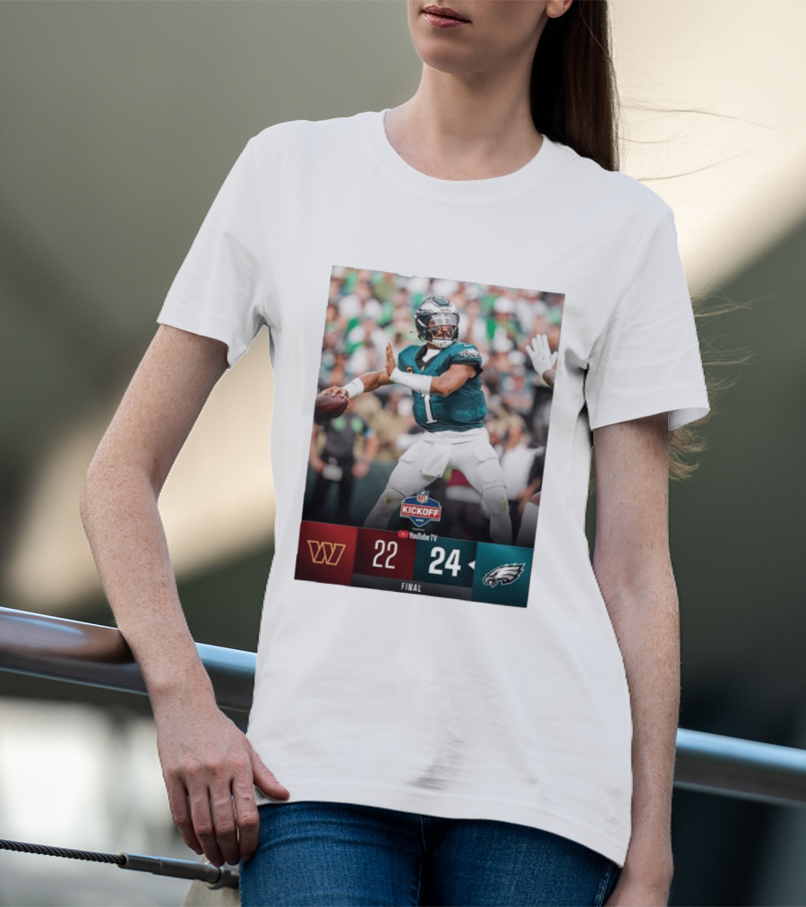 Jalen Hurts NFL Kickoff Philadelphia Eagles Victory 24 22 Final T-Shirt