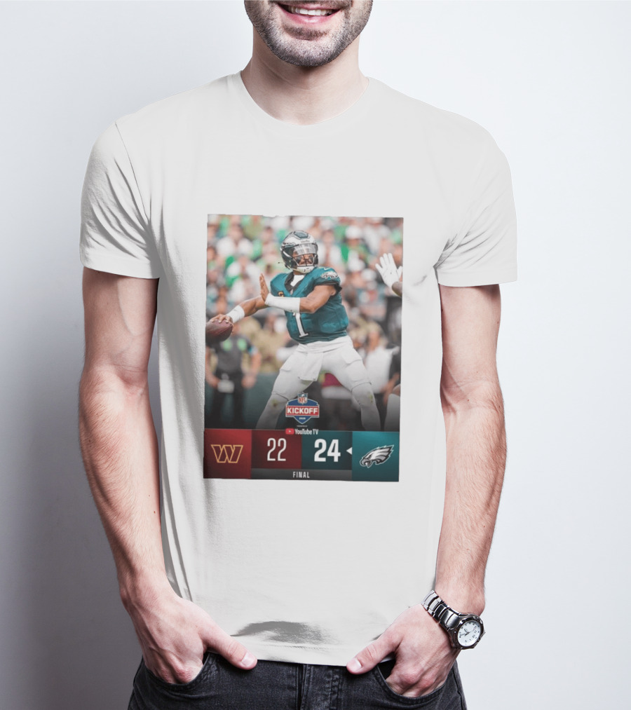 Jalen Hurts NFL Kickoff Philadelphia Eagles Victory 24 22 Final T-Shirt