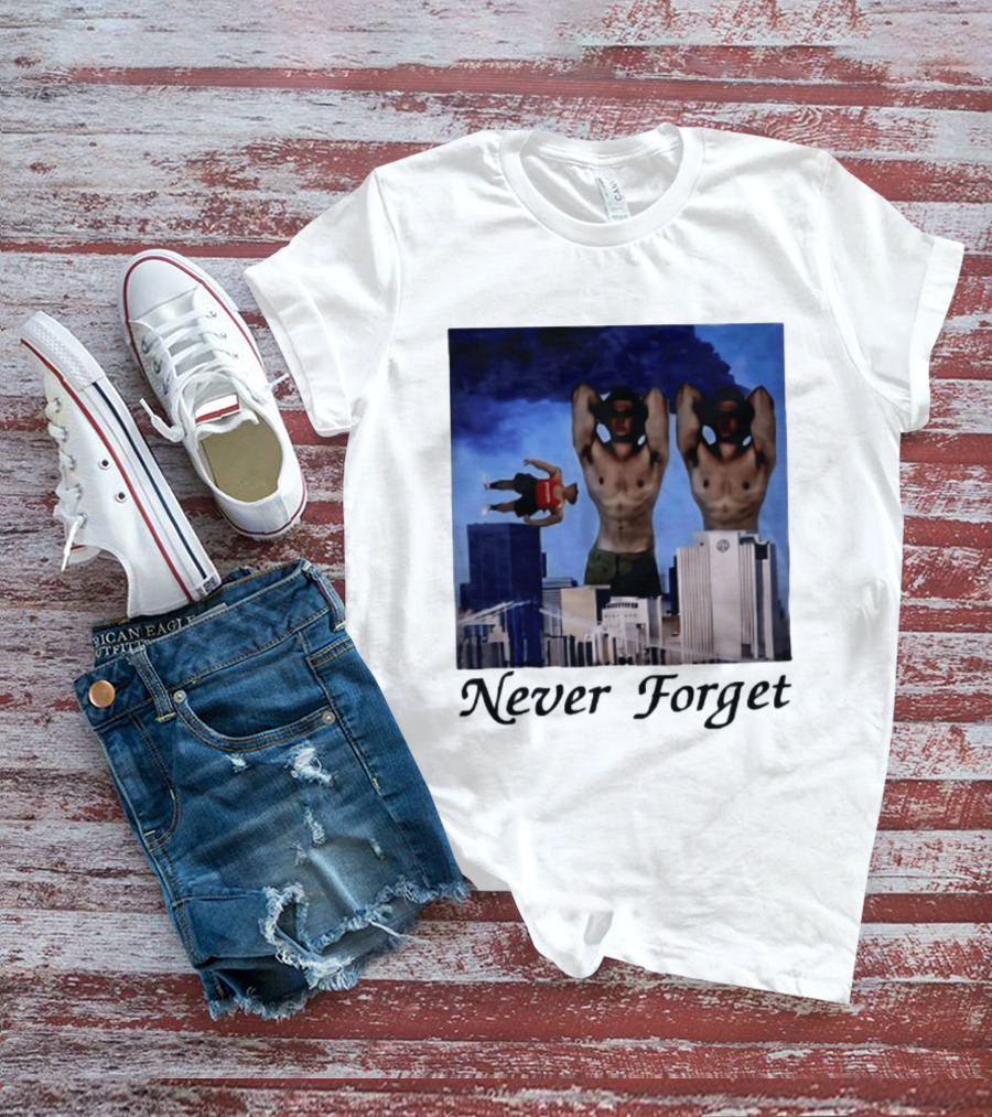 Never Forget 9 11 Internet Meme Edgy Humor Floating Character Twin Towers T-Shirt