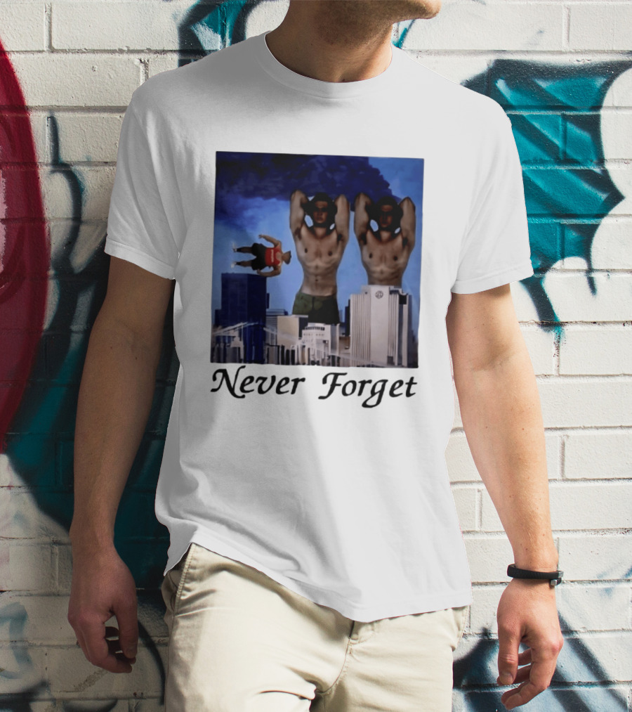 Never Forget 9 11 Internet Meme Edgy Humor Floating Character Twin Towers T-Shirt