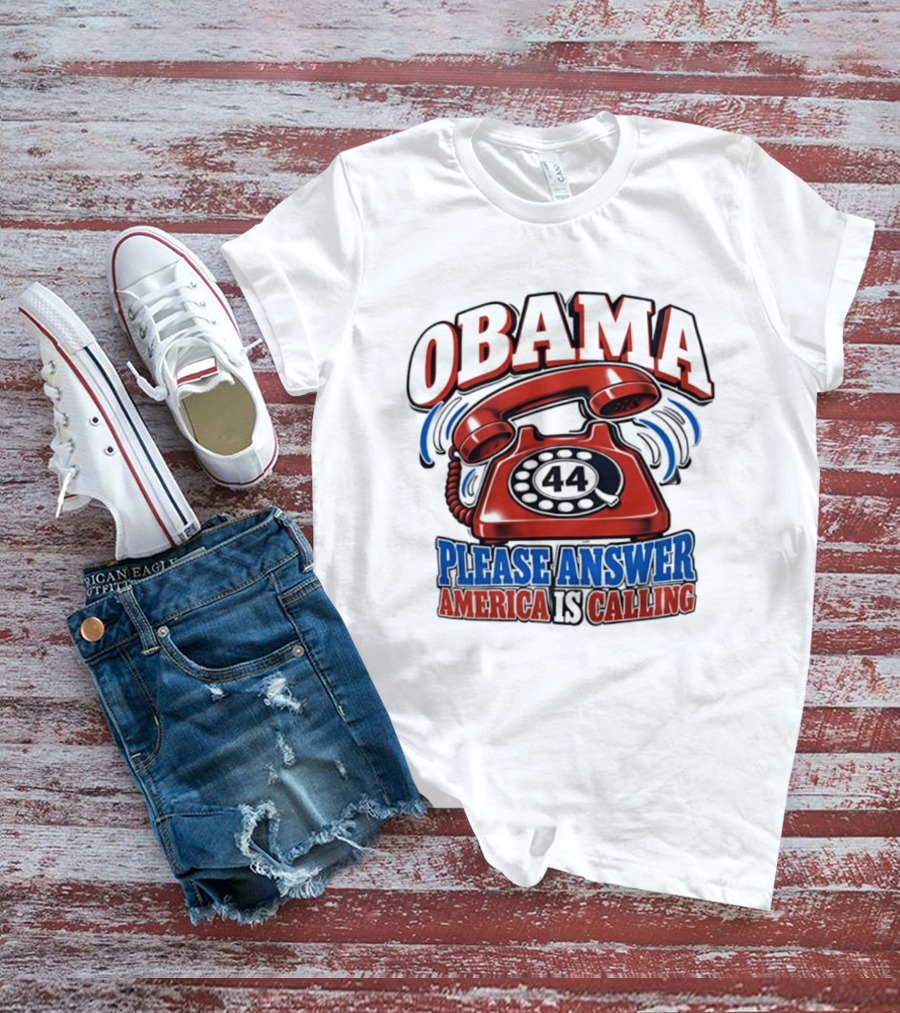 Obama 44 Please Answer America Is Calling Retro Telephone T-Shirt