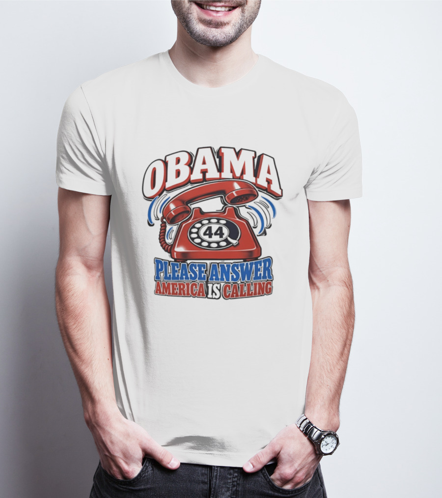 Obama 44 Please Answer America Is Calling Retro Telephone T-Shirt
