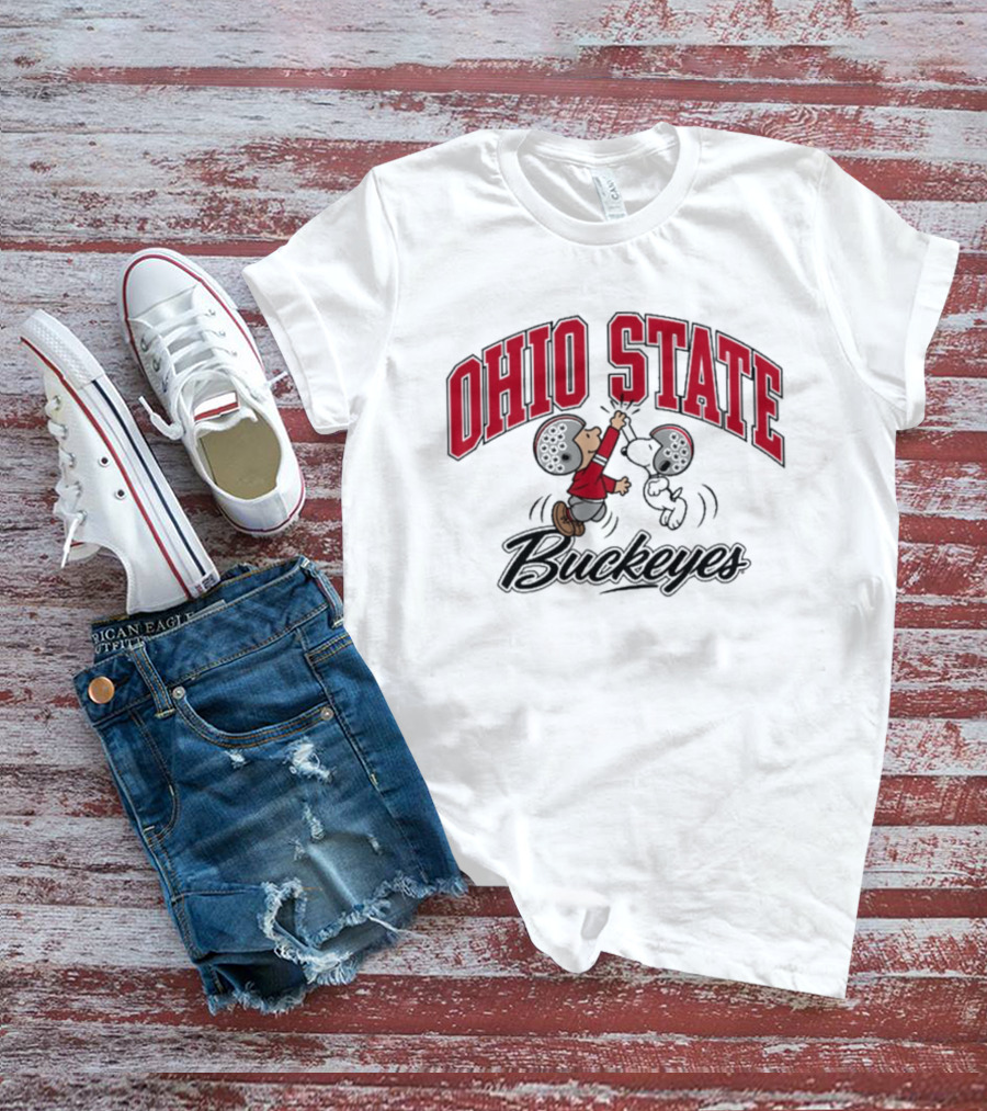 Ohio State Buckeyes Peanuts Characters Football Collaboration T-Shirt