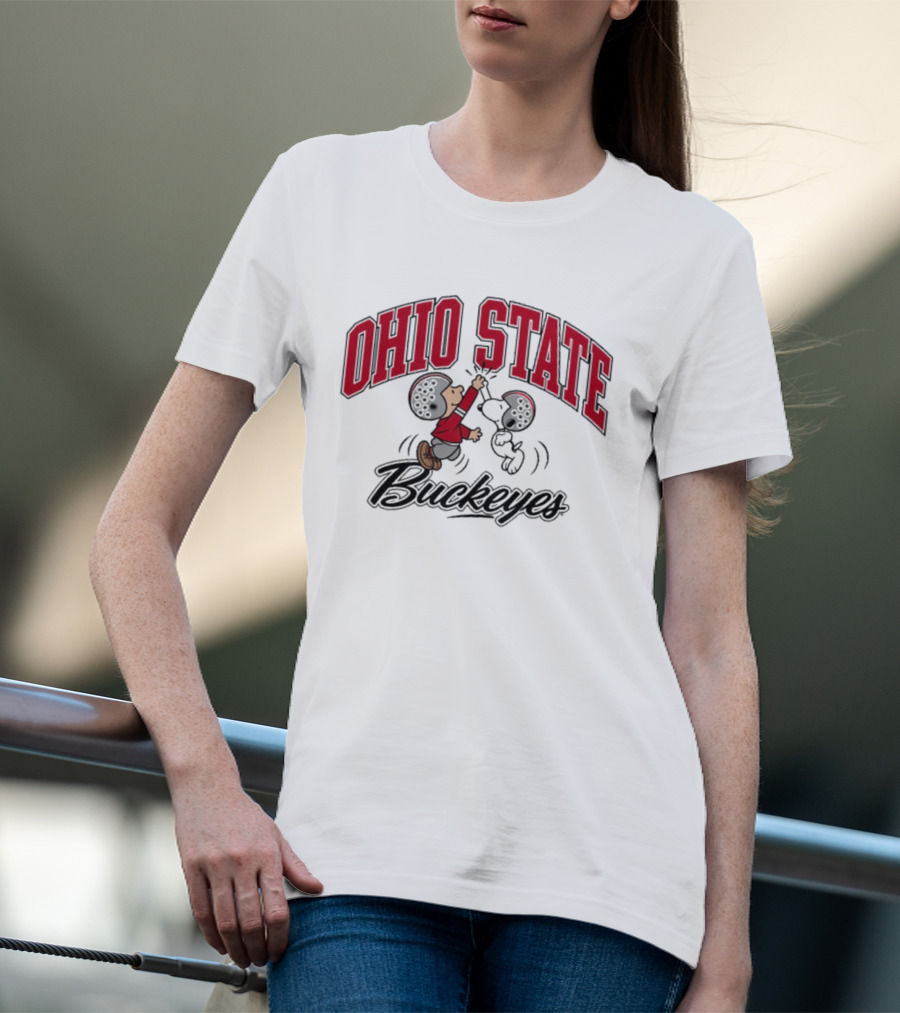 Ohio State Buckeyes Peanuts Characters Football Collaboration T-Shirt