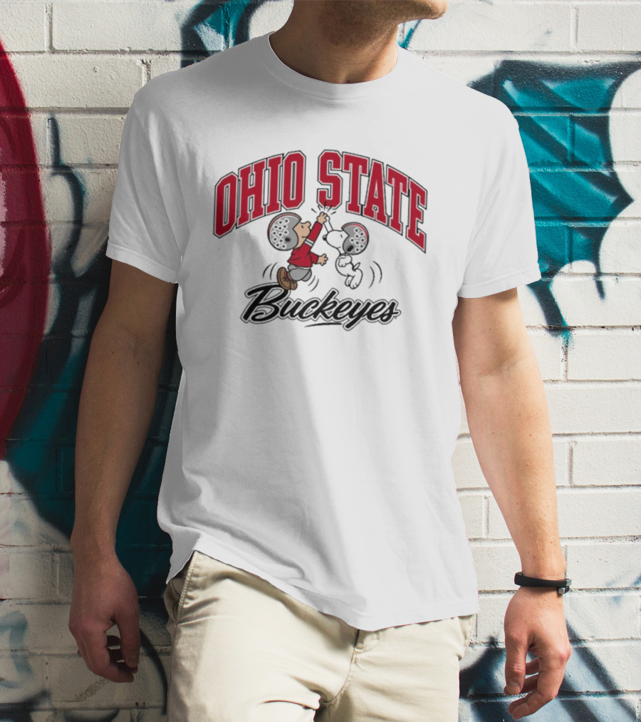 Ohio State Buckeyes Peanuts Characters Football Collaboration T-Shirt