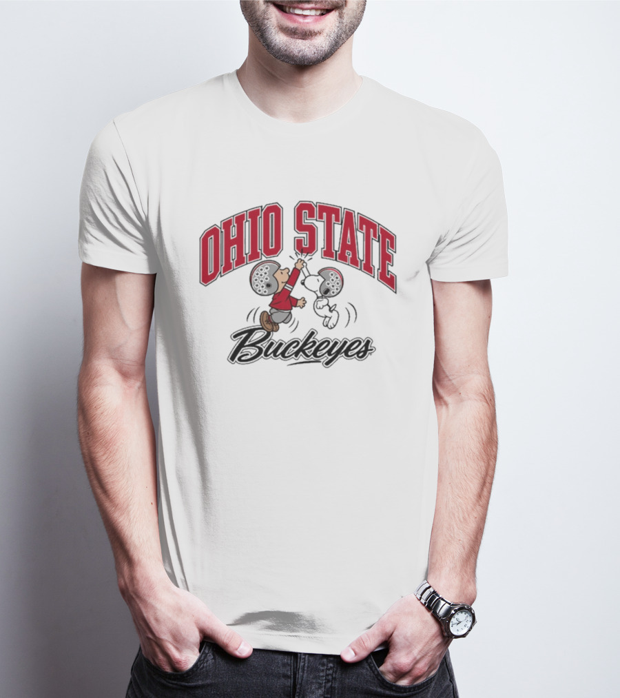 Ohio State Buckeyes Peanuts Characters Football Collaboration T-Shirt