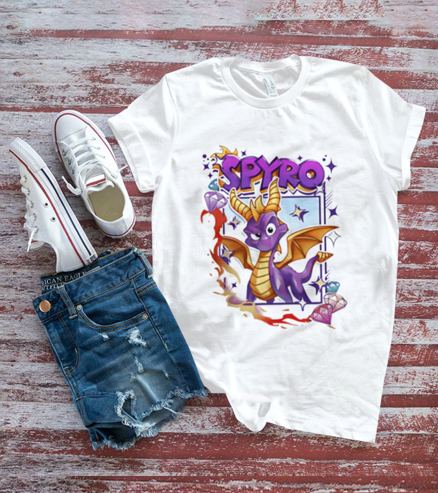 Spyro Purple Dragon Cartoon Polaroid Adventure T-Shirt