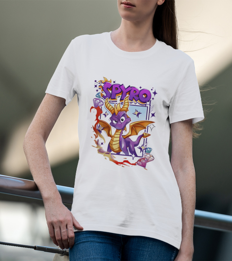 Spyro Purple Dragon Cartoon Polaroid Adventure T-Shirt