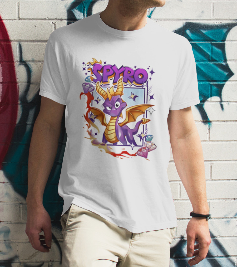 Spyro Purple Dragon Cartoon Polaroid Adventure T-Shirt