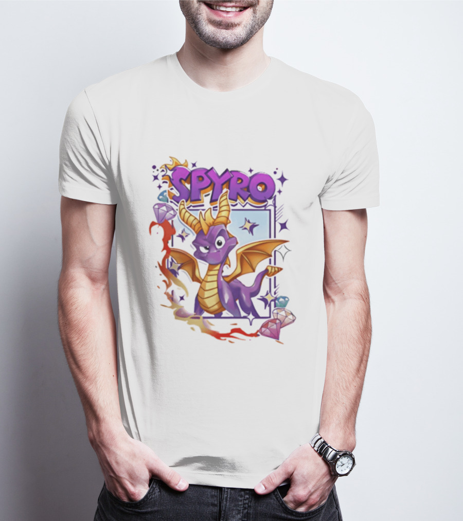 Spyro Purple Dragon Cartoon Polaroid Adventure T-Shirt