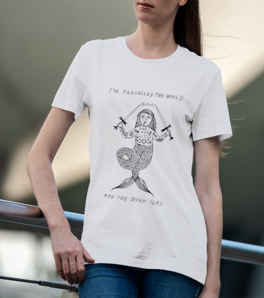 I Have Travelled The World Seven Seas Tattooed Mermaid Sword T-Shirt