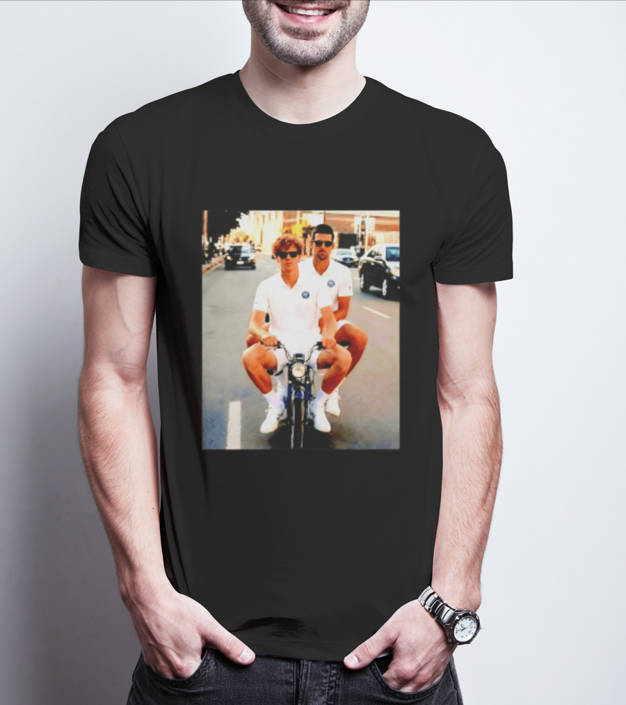 Jannik Sinner Novak Djokovic 2026 Motorcycle Ride Tennis Stars T-Shirt