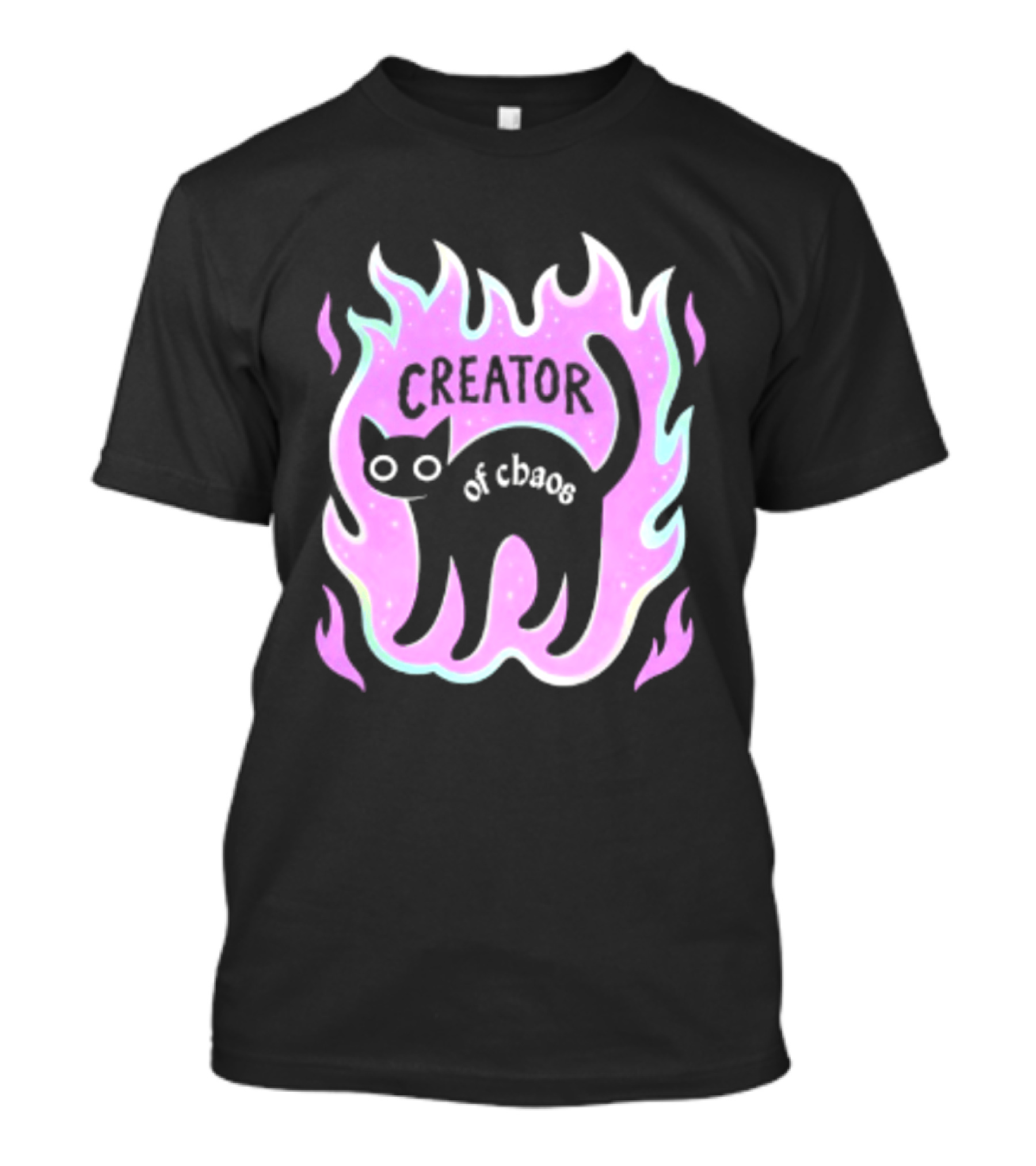 Creator Of Chaos Black Cat Witchy Purple Flame T-Shirt