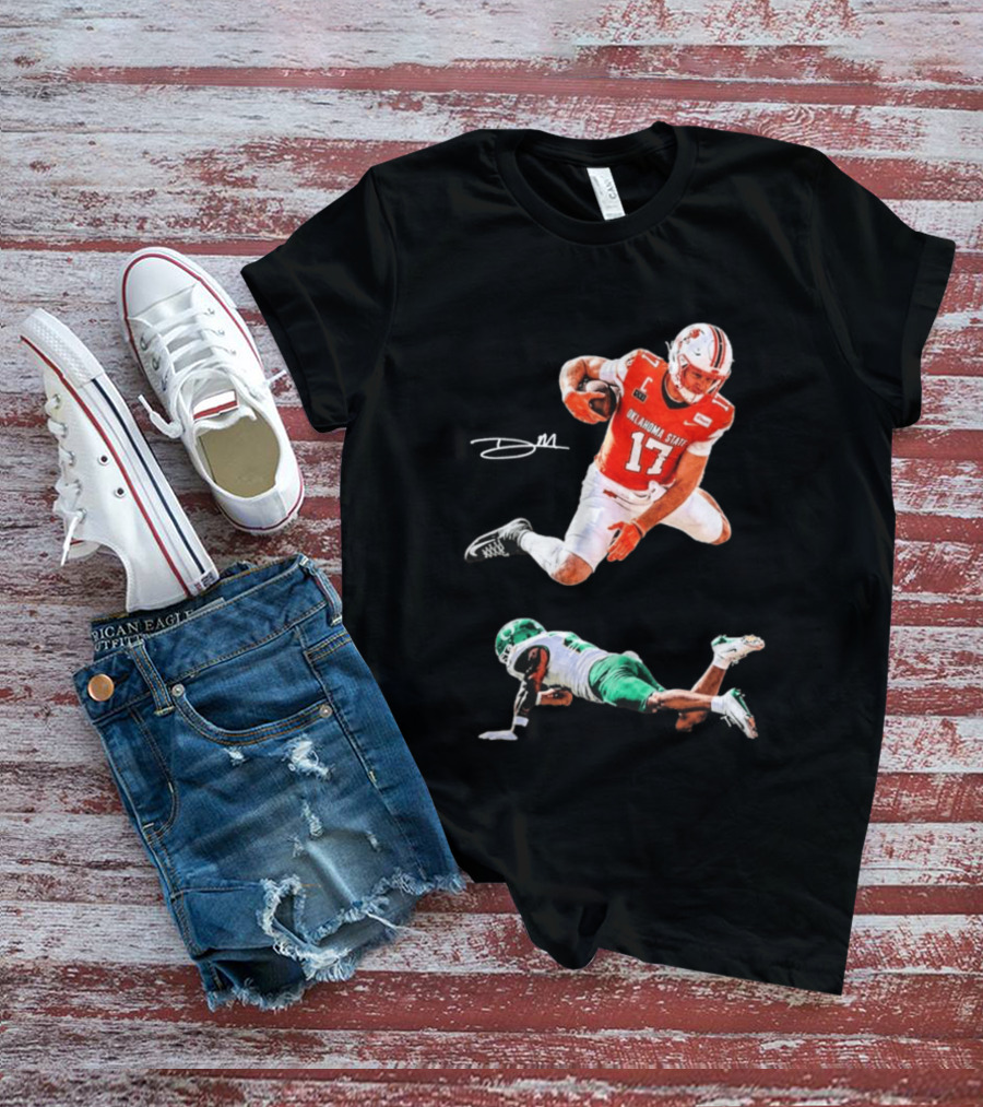 Oklahoma State Football Player Leap Over Oregon Opponent T-Shirt