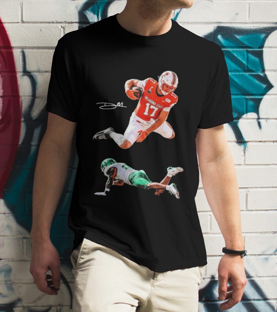Oklahoma State Football Player Leap Over Oregon Opponent T-Shirt