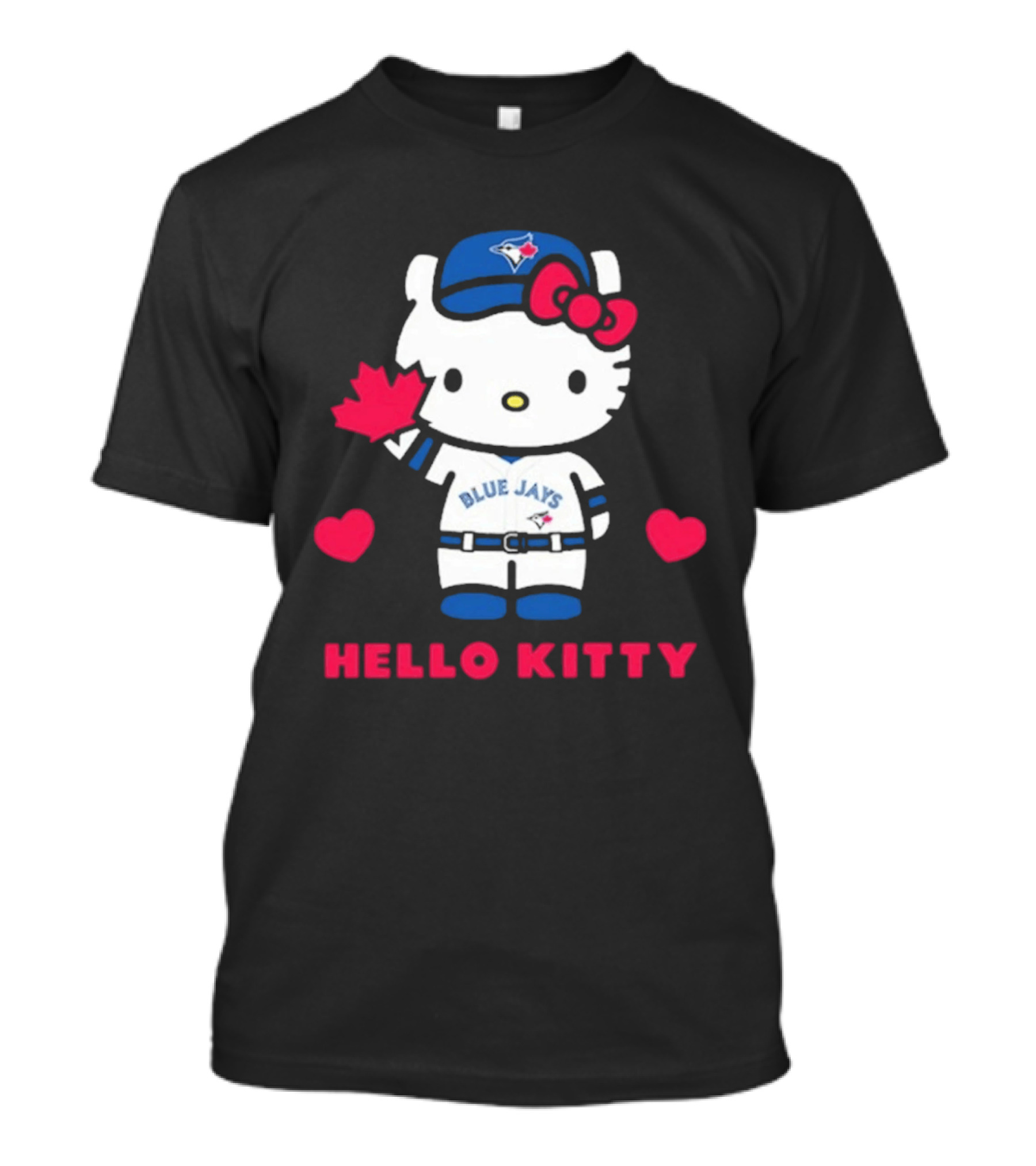 Hello Kitty Blue Jays 2026 With Maple Leaf And Hearts T-Shirt