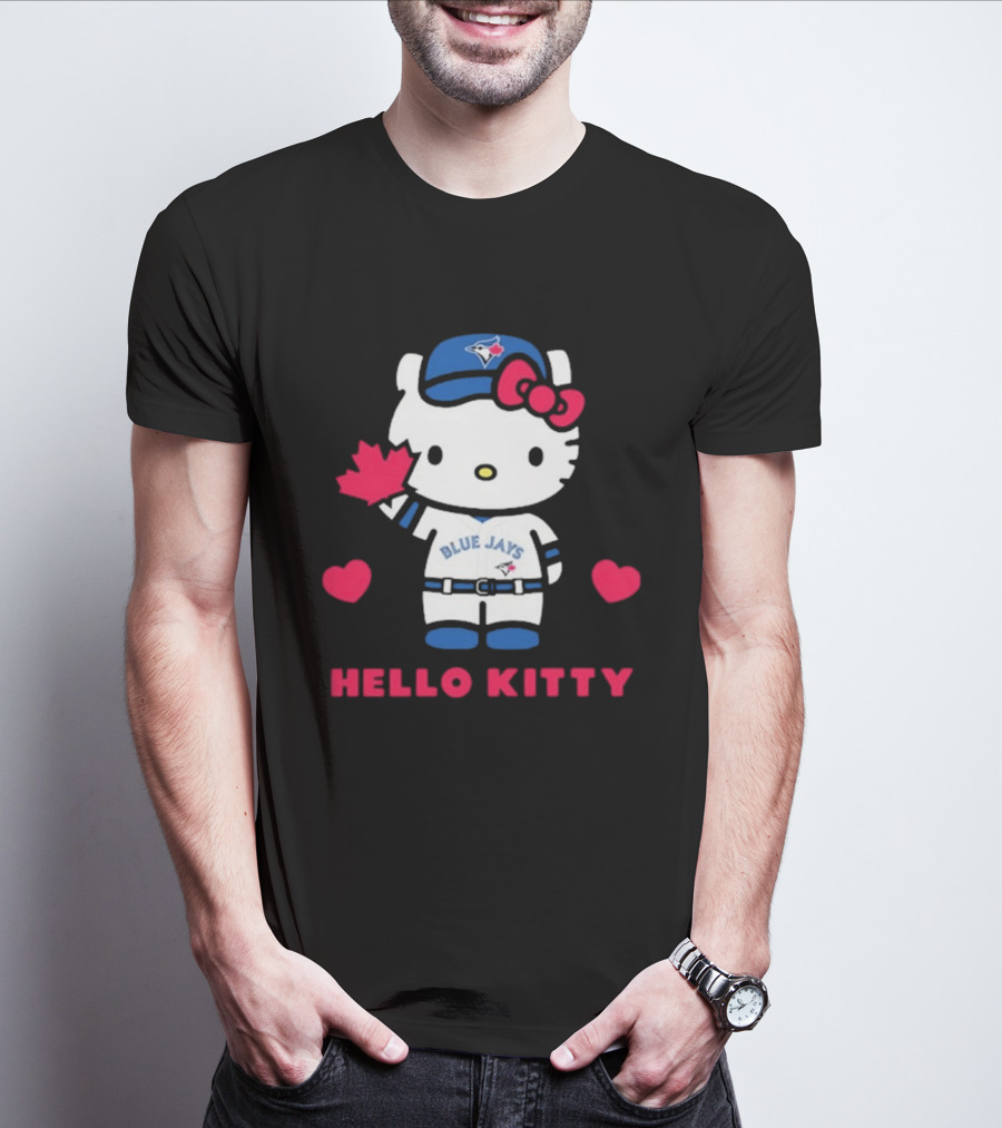 Hello Kitty Blue Jays 2026 With Maple Leaf And Hearts T-Shirt