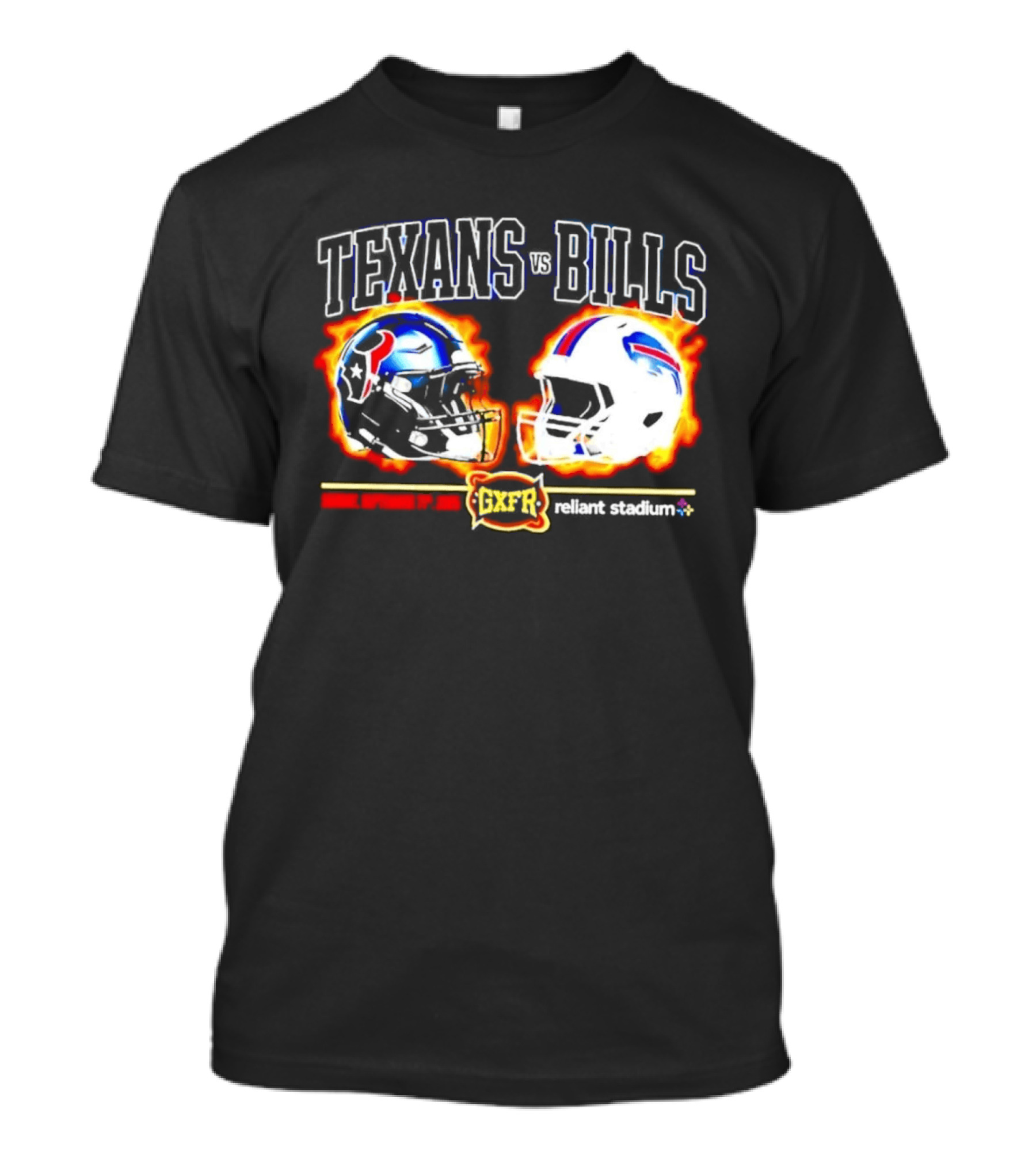 Texans Bills Helmet Showdown Vintage Style Game Day Football T-Shirt