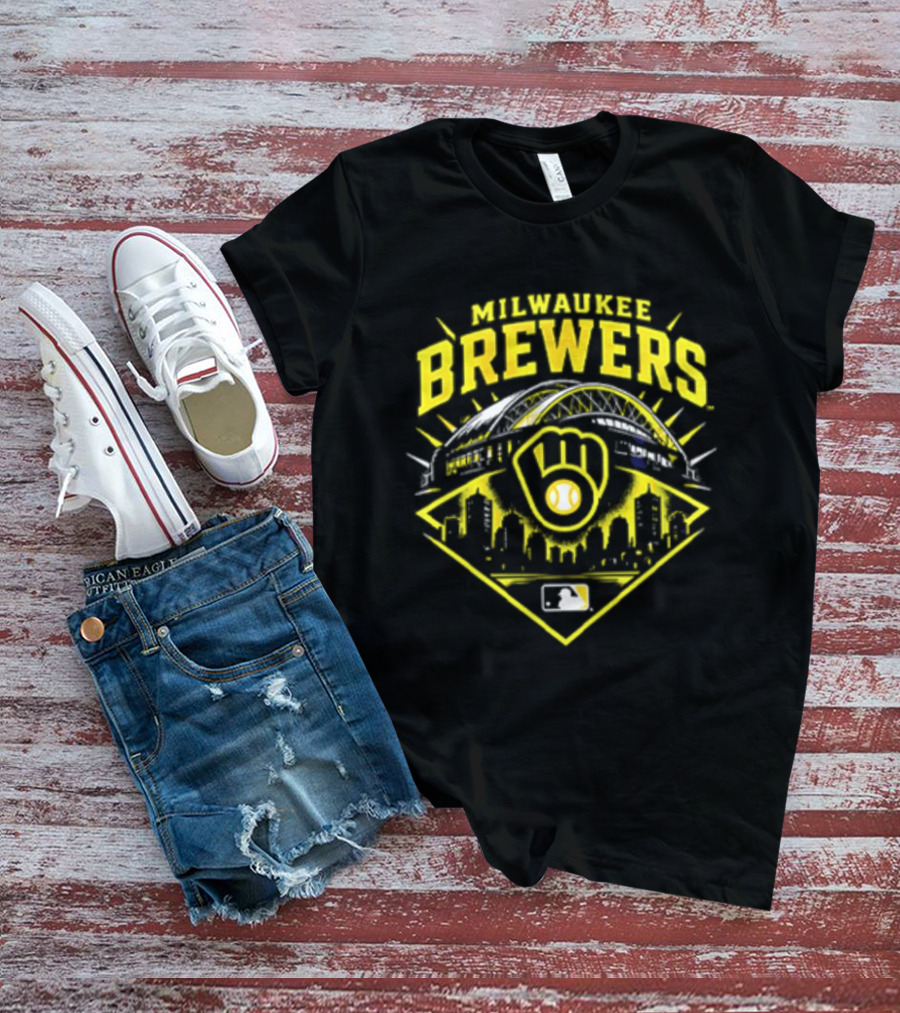 Milwaukee Brewers Skyline Baseball MLB Postseason 2026 Win Our Way Stadium T-Shirt
