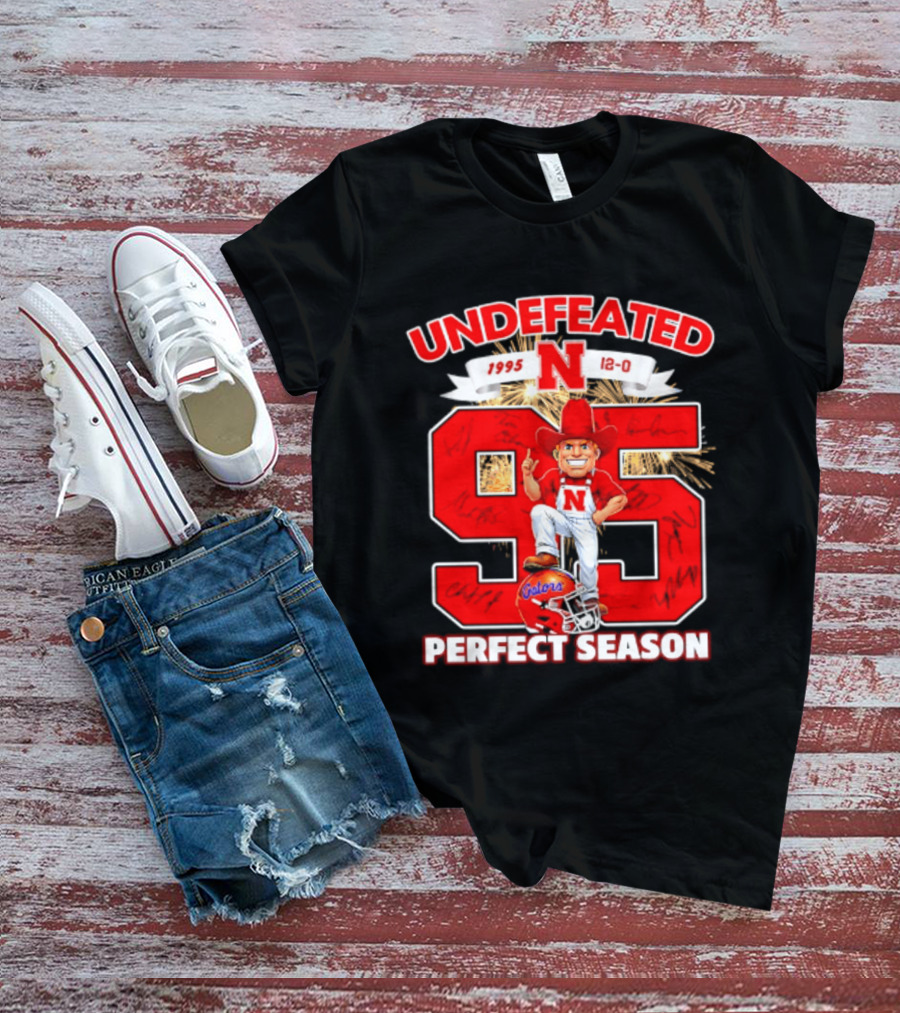 Nebraska Cornhuskers Undefeated 1995 Perfect Season 12 0 Gators 95 Football T-Shirt