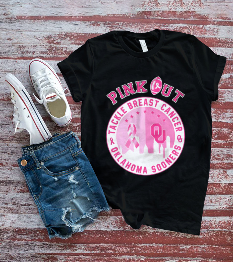 Oklahoma Sooners Pink Out Tackle Breast Cancer Football NCAA T-Shirt