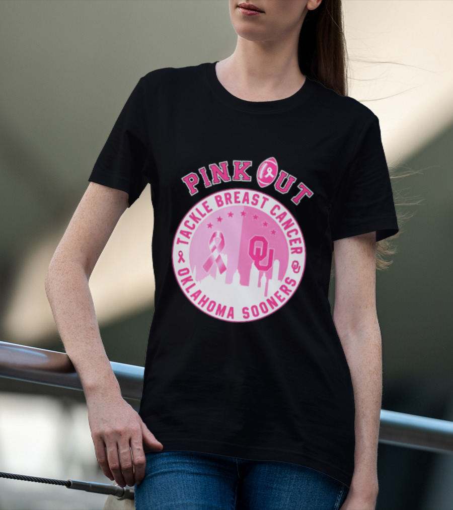 Oklahoma Sooners Pink Out Tackle Breast Cancer Football NCAA T-Shirt